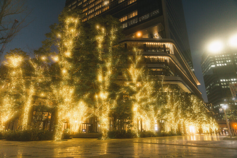 東京湾付近での夜デートに。並木道がゴールドに染まる、「東京ポートシティ竹芝」2月末までのイルミネーション